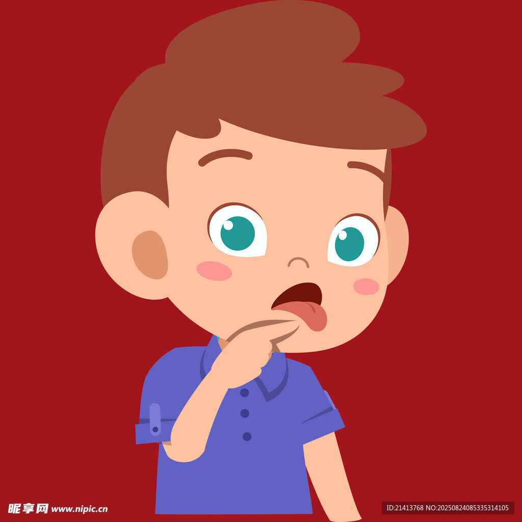 驚訝小男孩 藍色衣著