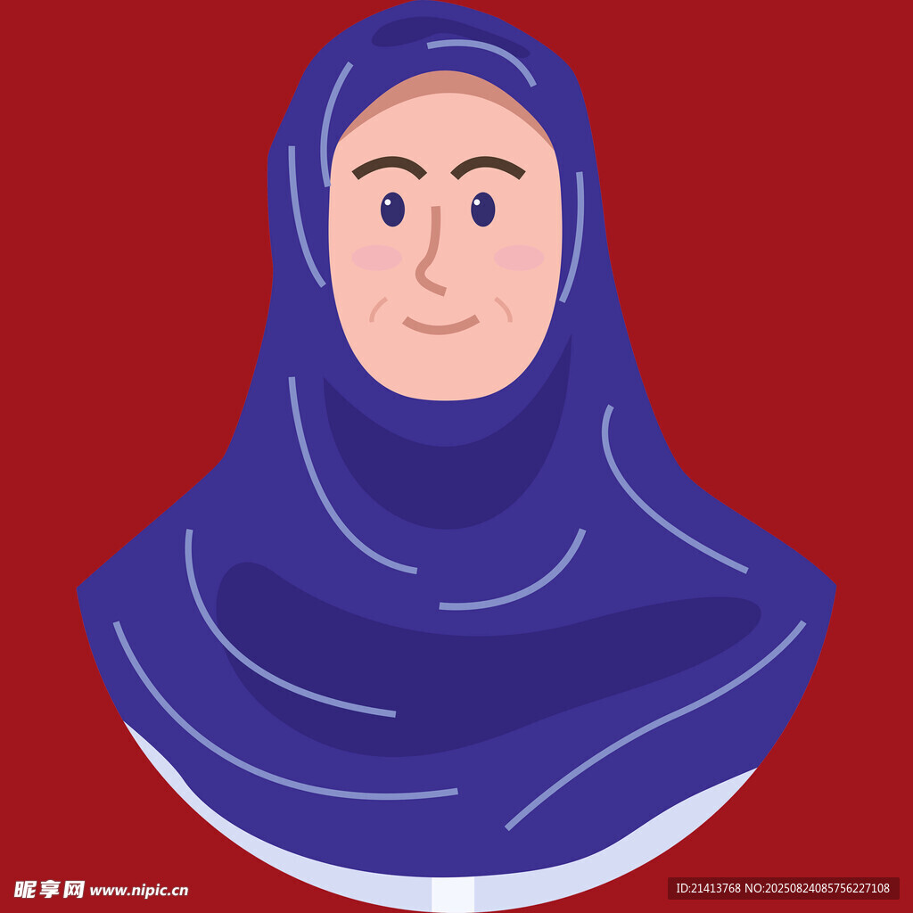 戴藍(lán)色頭巾的女性形象
