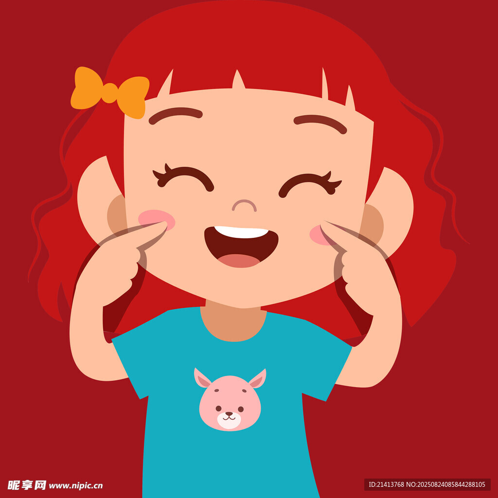 俏皮紅衣女孩比耶賣萌