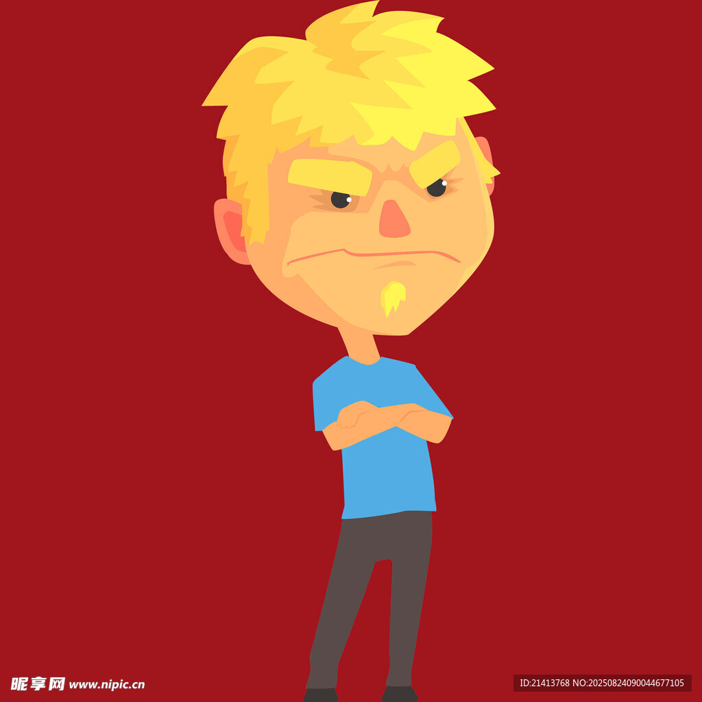 金發(fā)男孩抱臂思考
