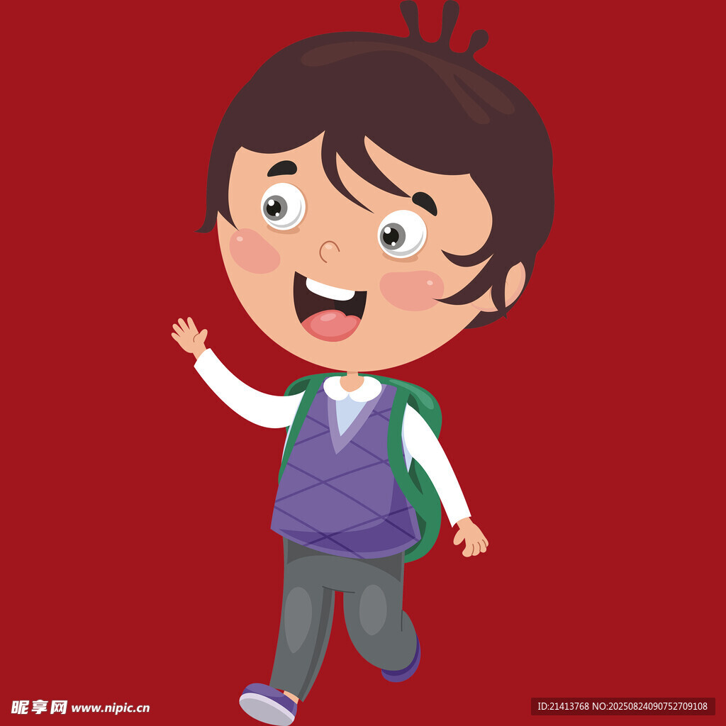 快樂上學(xué)的小男孩