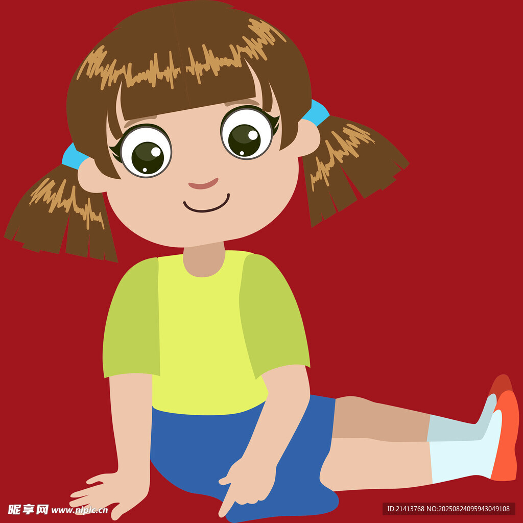 坐著的雙馬尾小女孩
