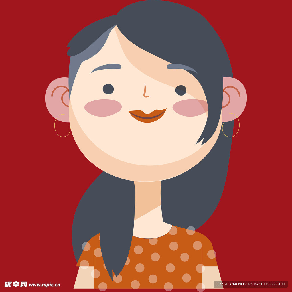 微笑女孩的可愛(ài)插畫(huà)形象