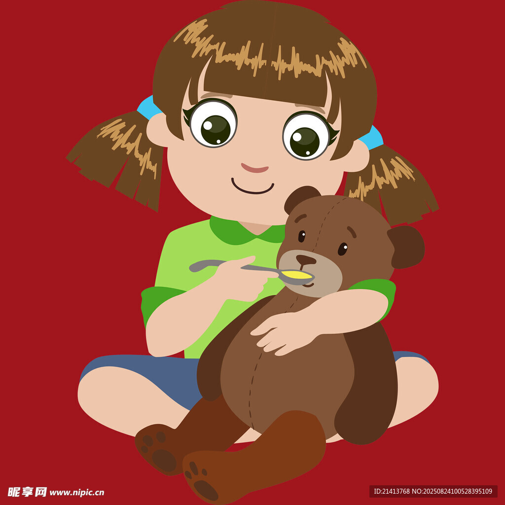 小女孩抱著棕色小熊玩偶