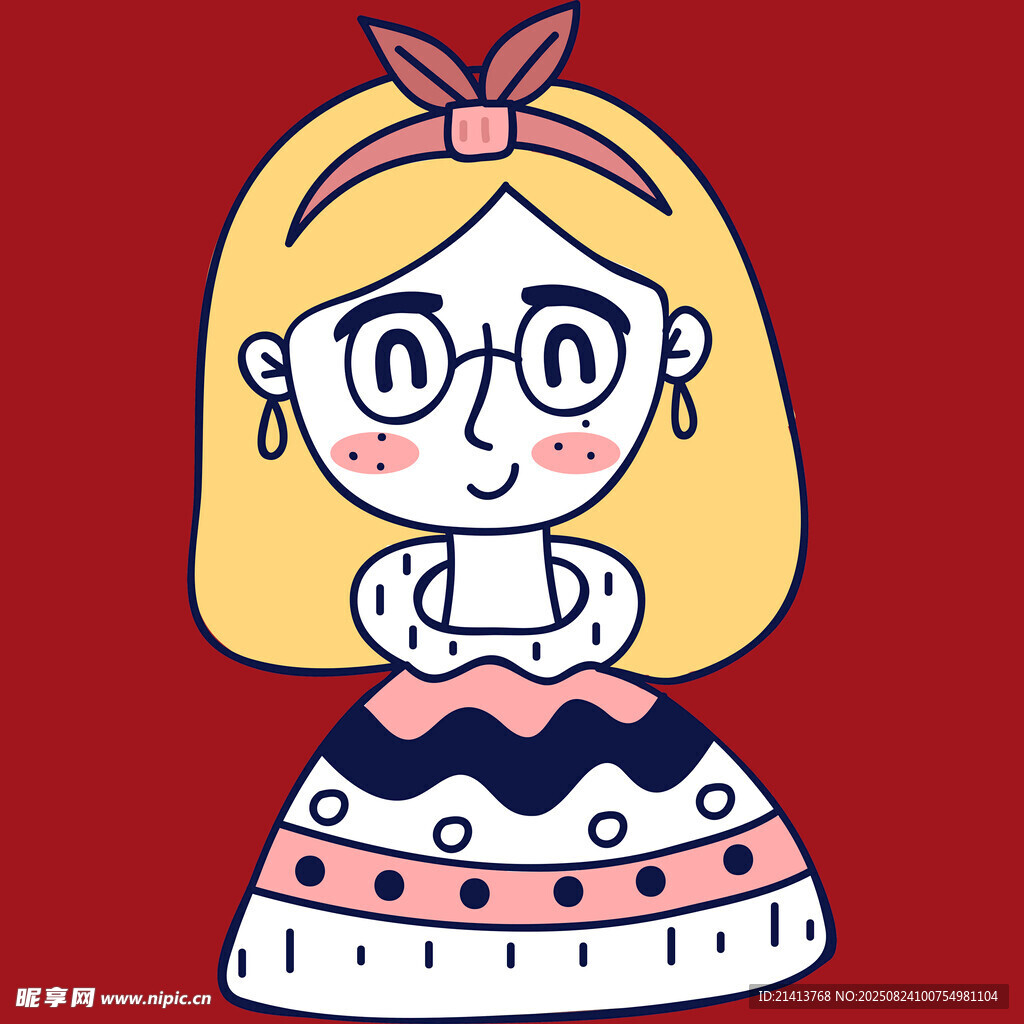 戴眼鏡的可愛卡通女孩