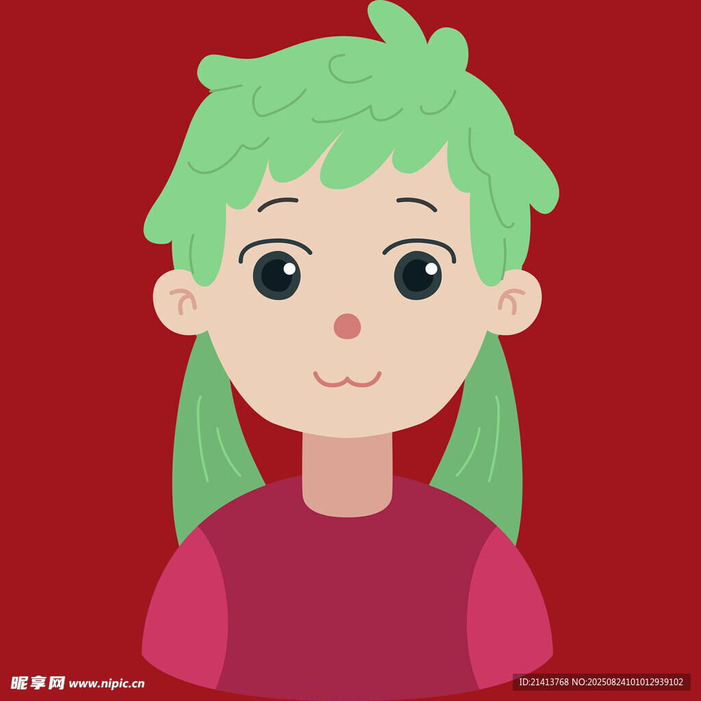 綠發(fā)雙馬尾女孩頭像