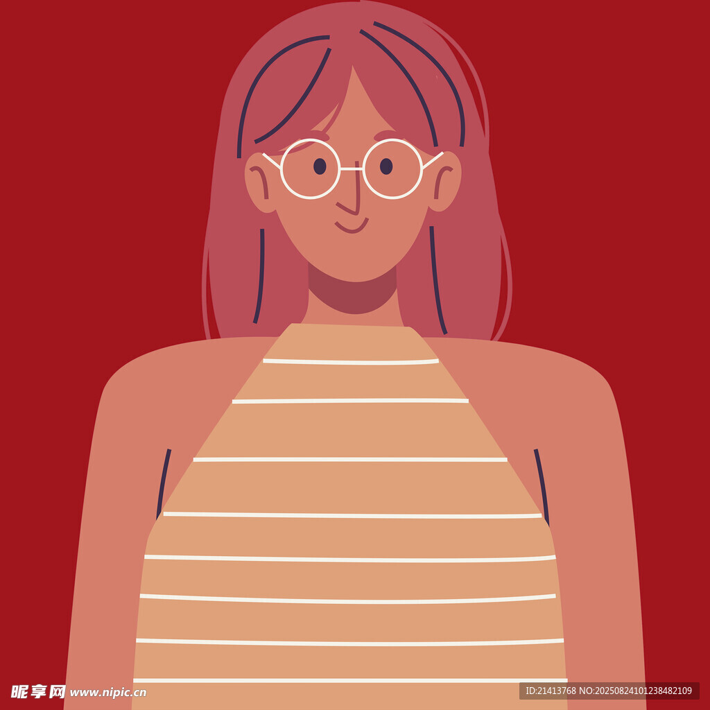 戴眼鏡的條紋上衣女士