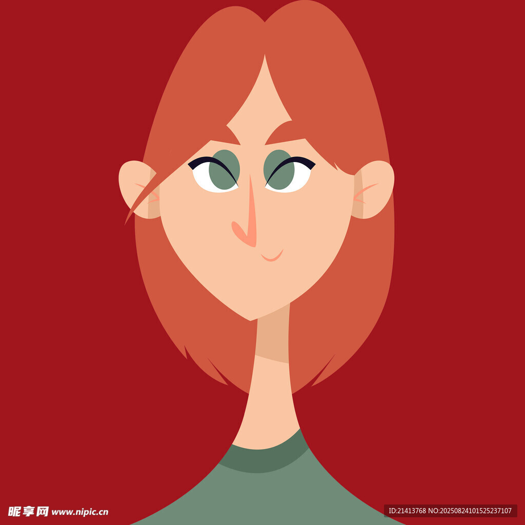 紅發(fā)女子頭像插畫