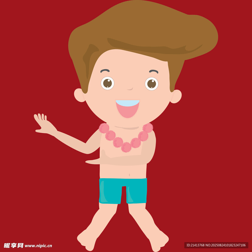 快樂(lè)男孩穿泳裝