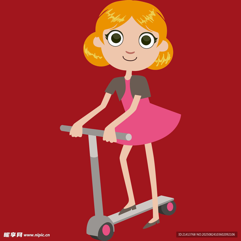 騎滑板車的可愛小女孩