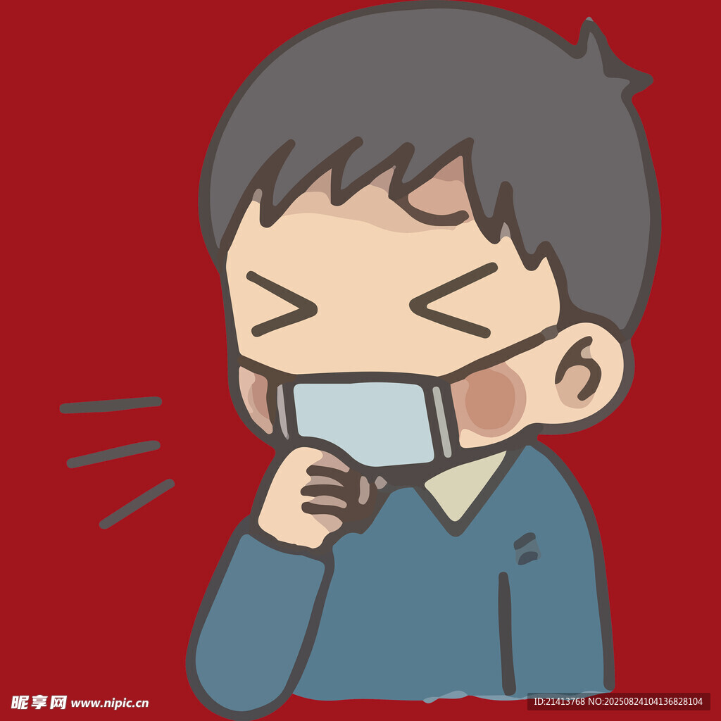 戴口罩男孩打噴嚏瞬間