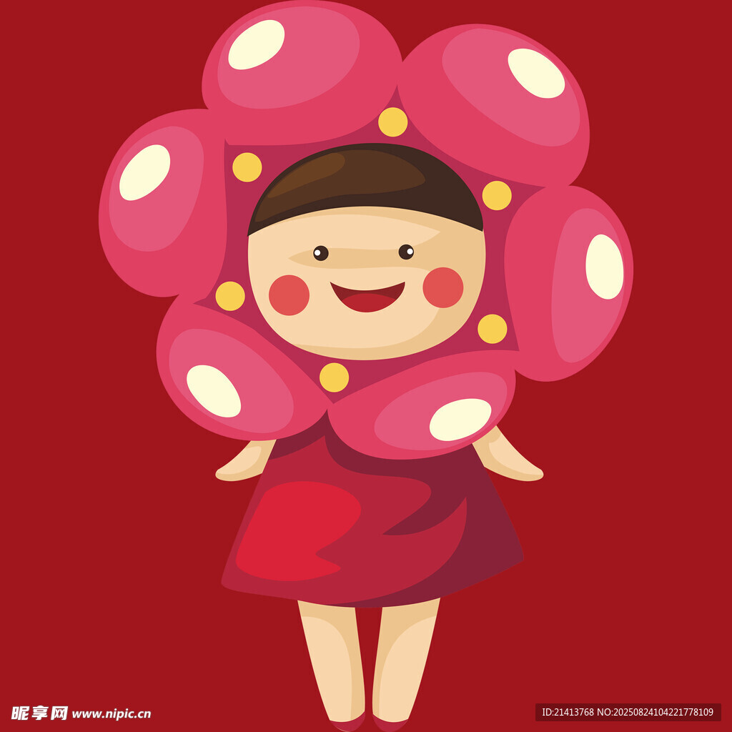 穿花朵服飾的可愛(ài)小女孩