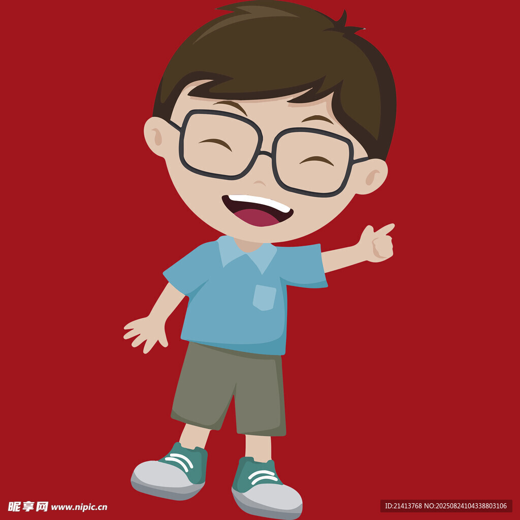 戴眼鏡的快樂(lè)小男孩