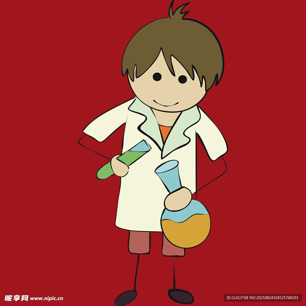 卡通小科學家做實驗