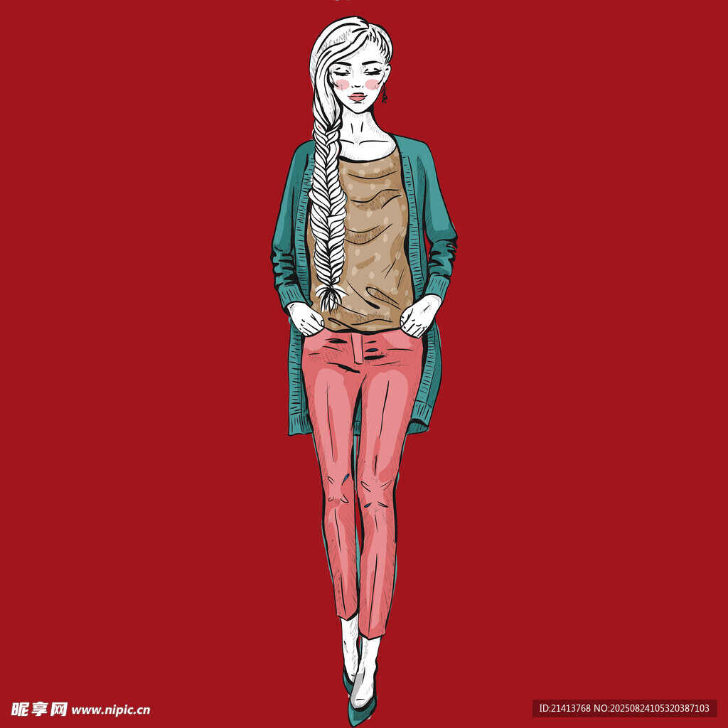 時尚女性穿搭插畫