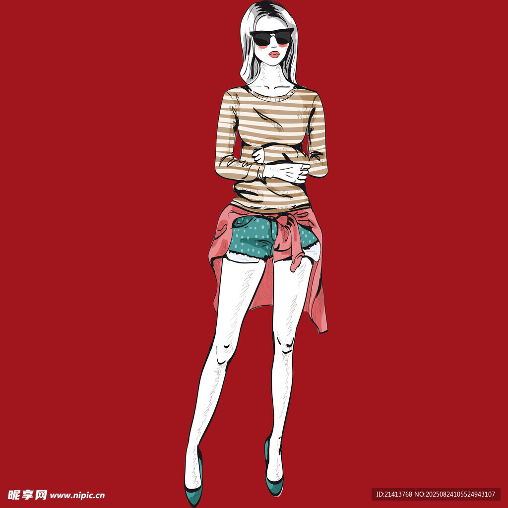 時尚插畫風(fēng)的潮流女性形象