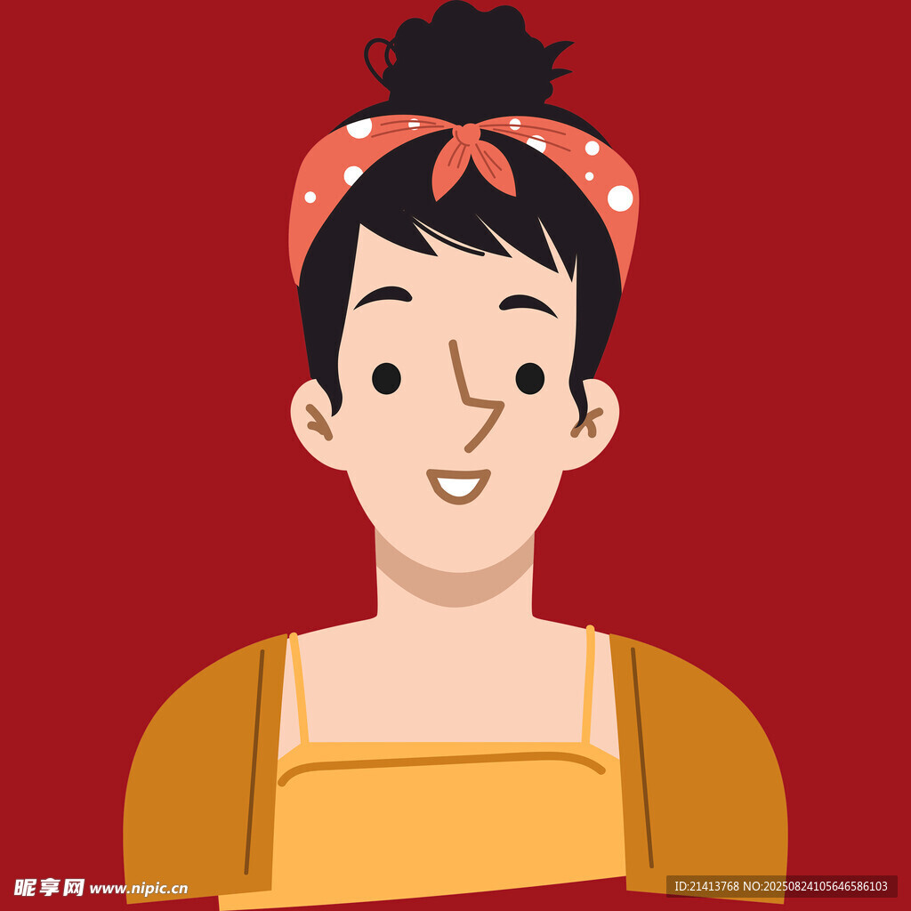 扎發(fā)帶微笑的時尚女孩