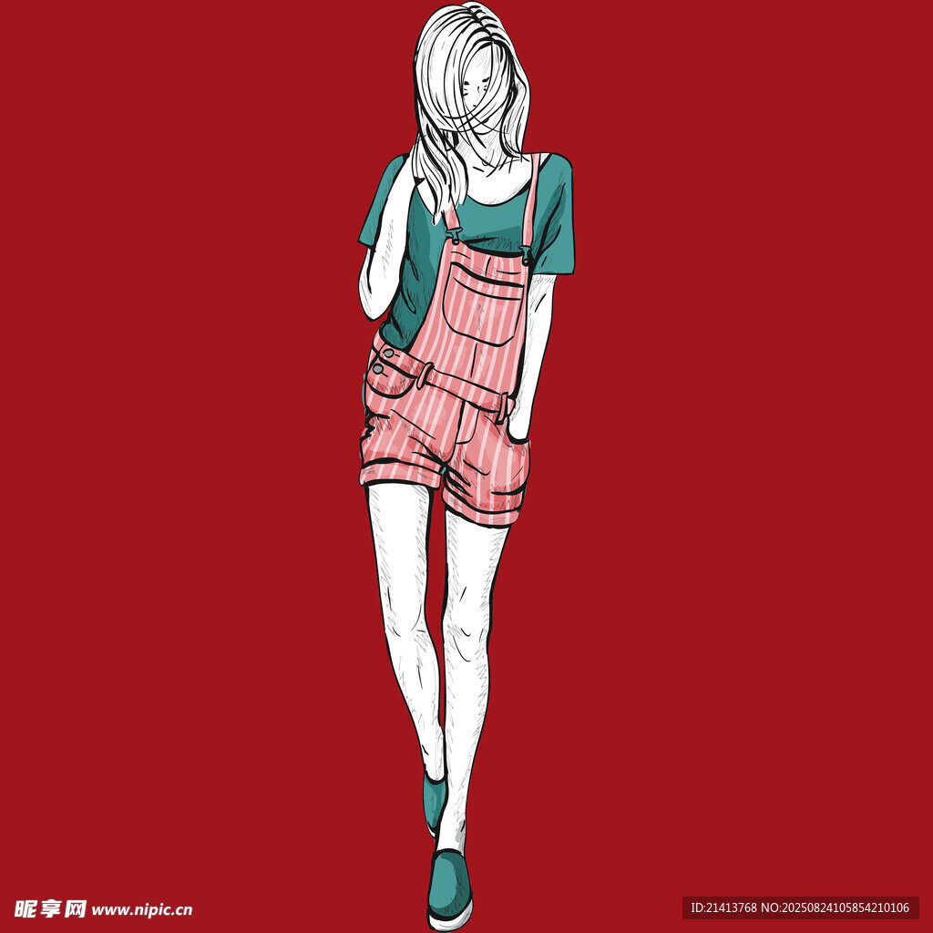 時(shí)尚女孩穿搭插畫