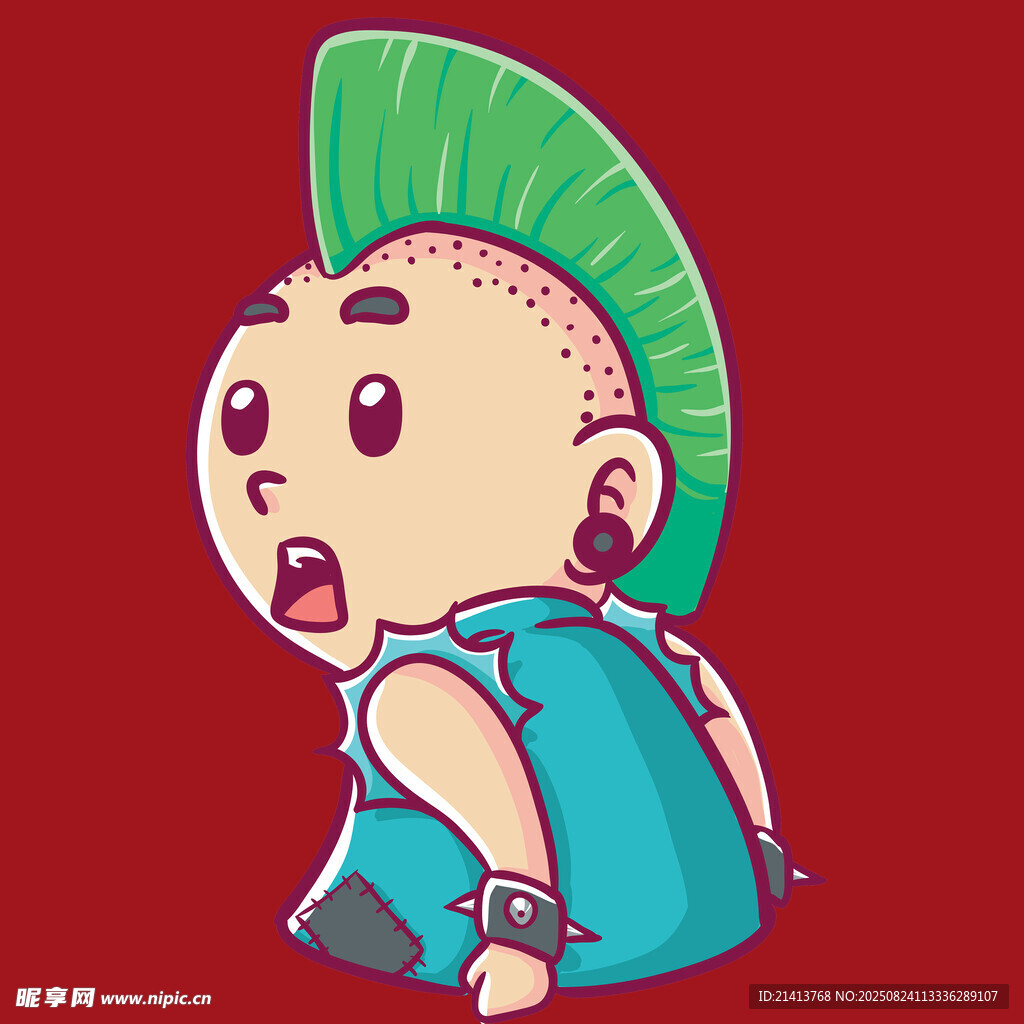 綠莫霍克發(fā)型的搞怪小孩
