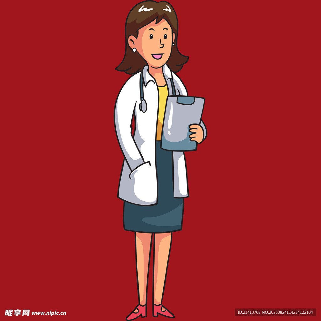 女醫(yī)生手持文件夾形象