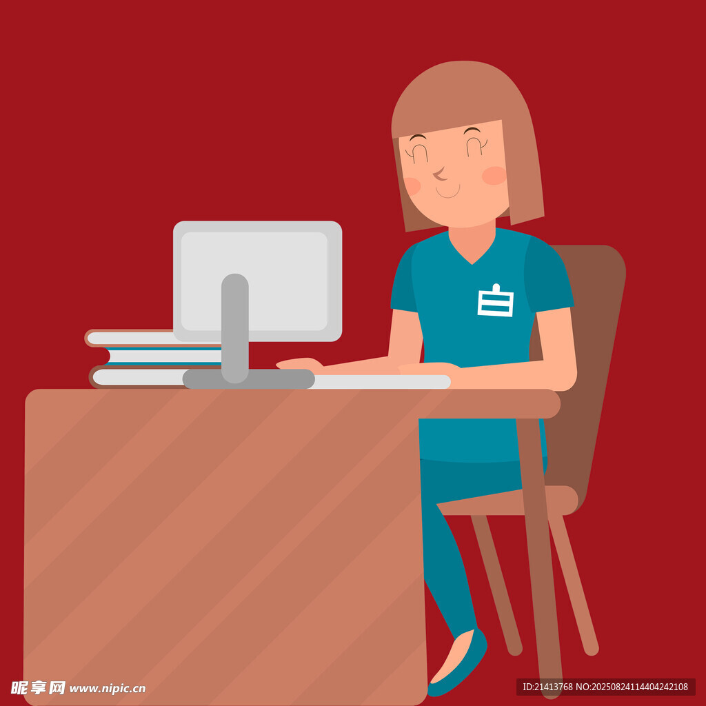 女子專注于桌前電腦工作