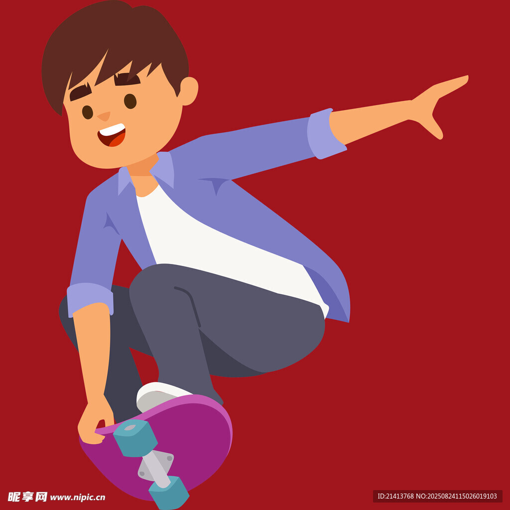 男孩快樂玩滑板