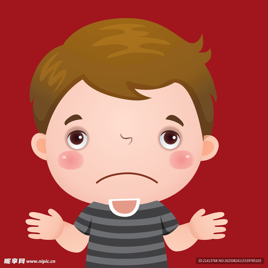沮喪小男孩攤手表情無奈