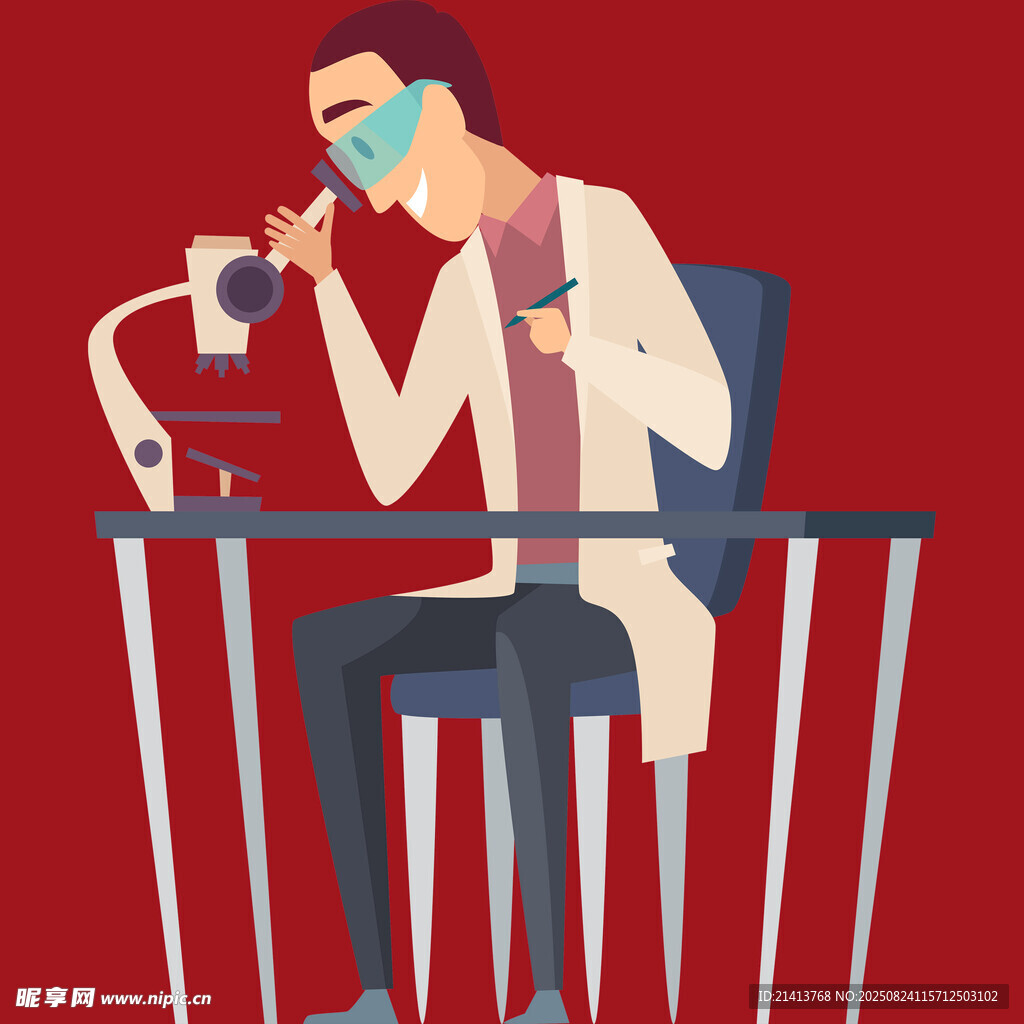 科學(xué)家專注使用顯微鏡觀察
