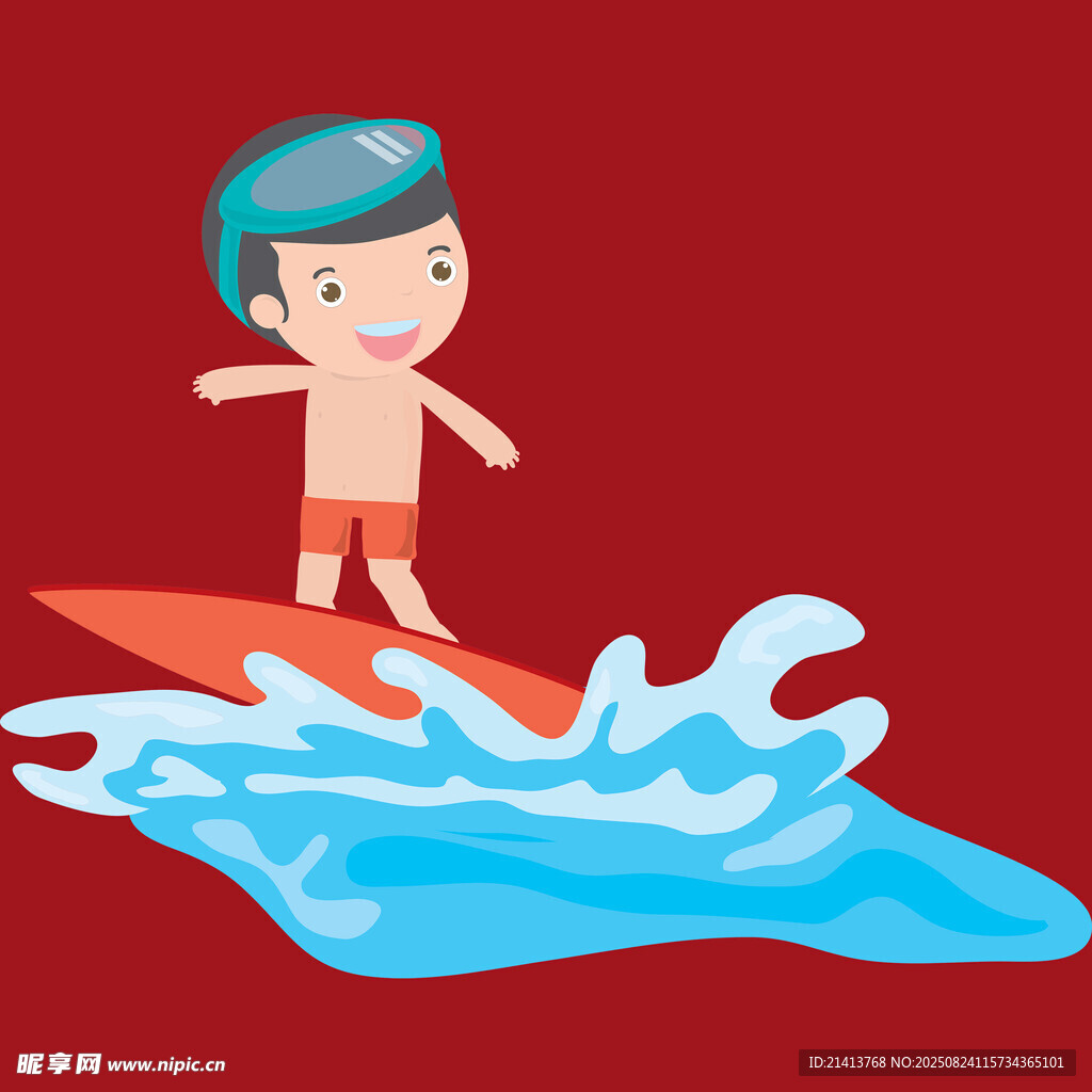 男孩沖浪圖