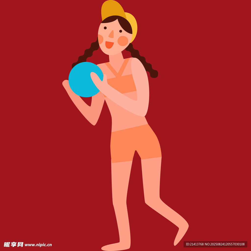 手持藍(lán)球的活力女孩