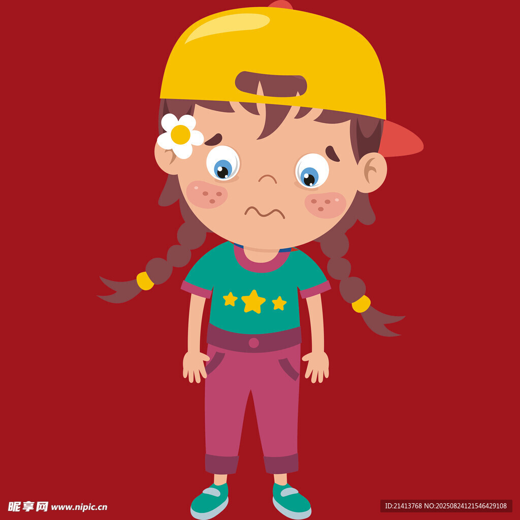 戴黃帽的俏皮雙馬尾女孩