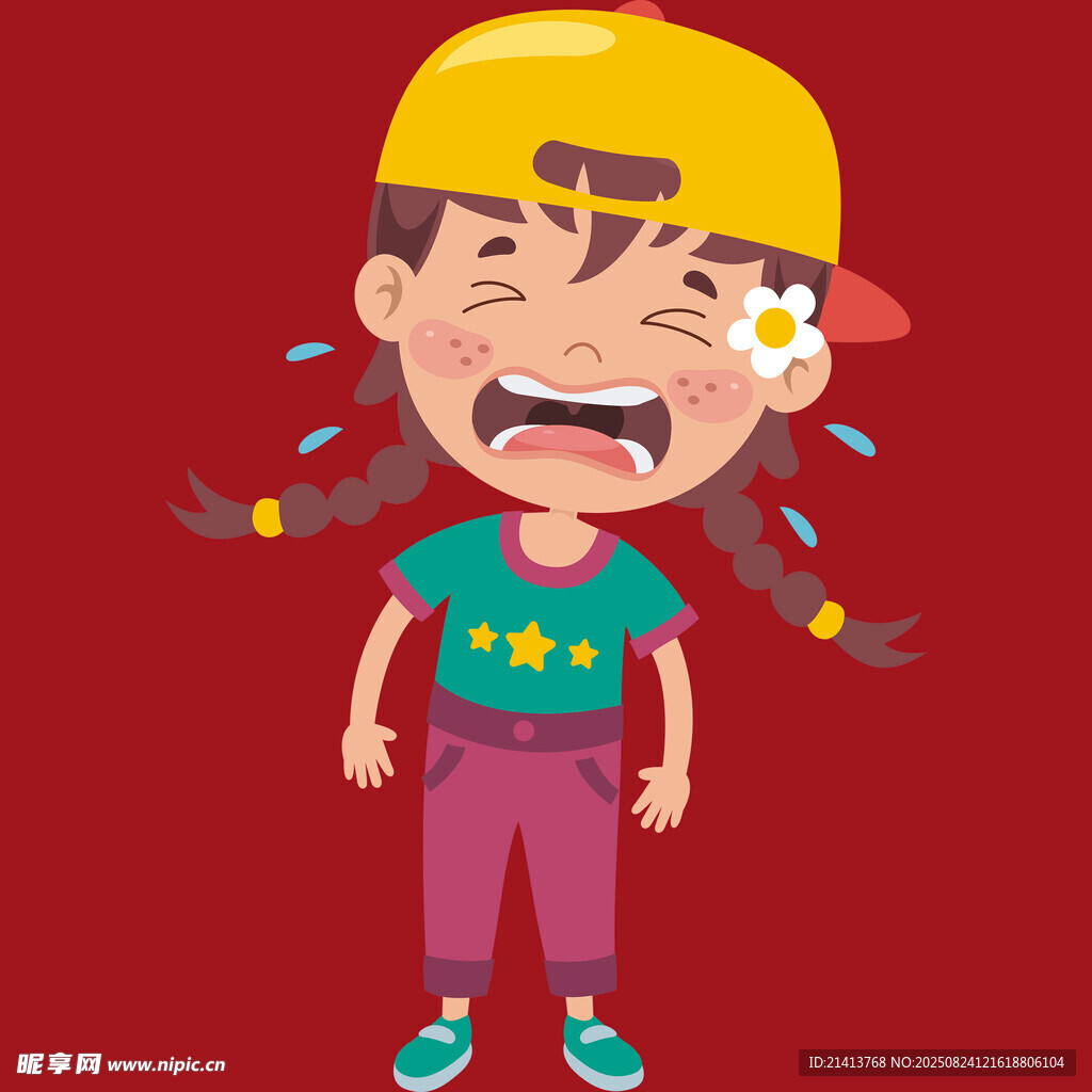 憤怒的扎辮小孩