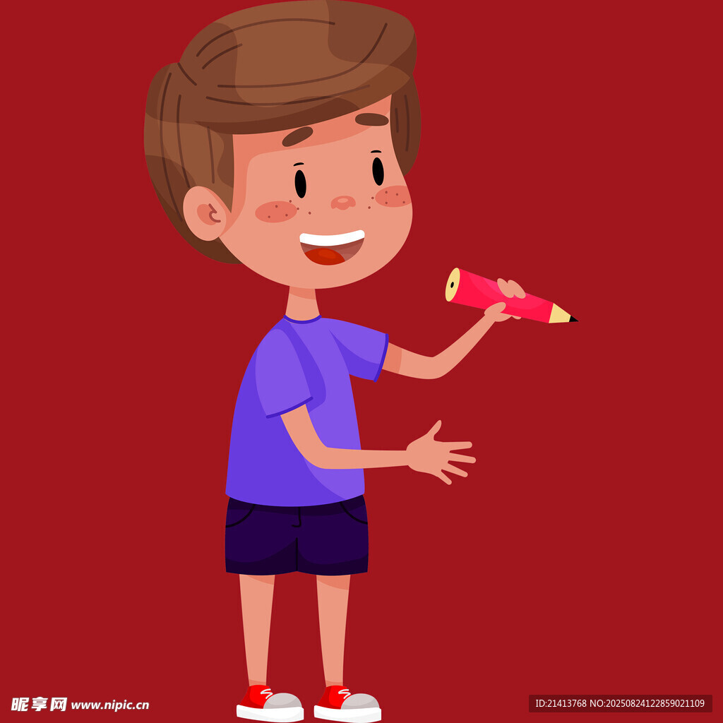 男孩手持話筒開心歌唱
