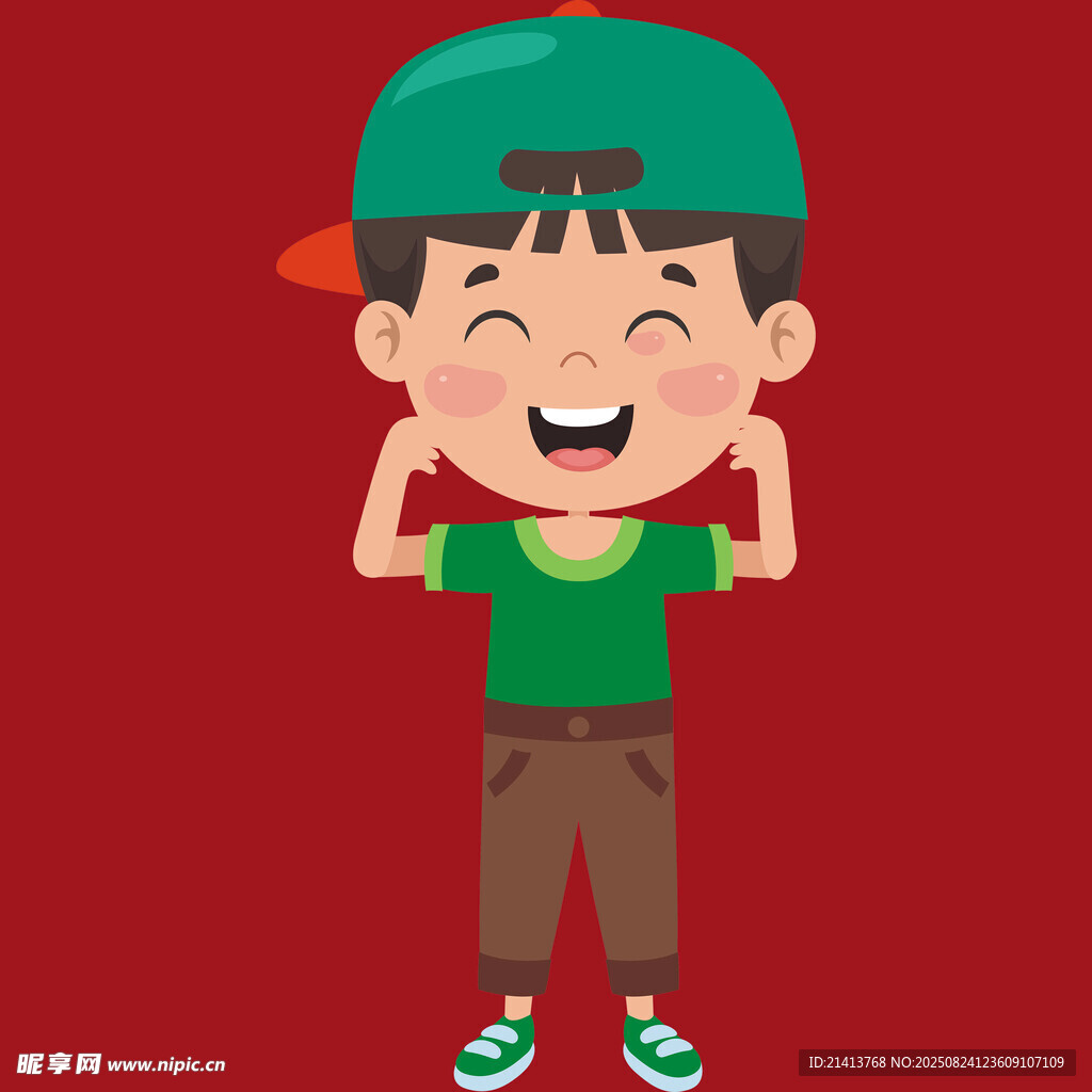 戴帽小男孩的歡樂瞬間