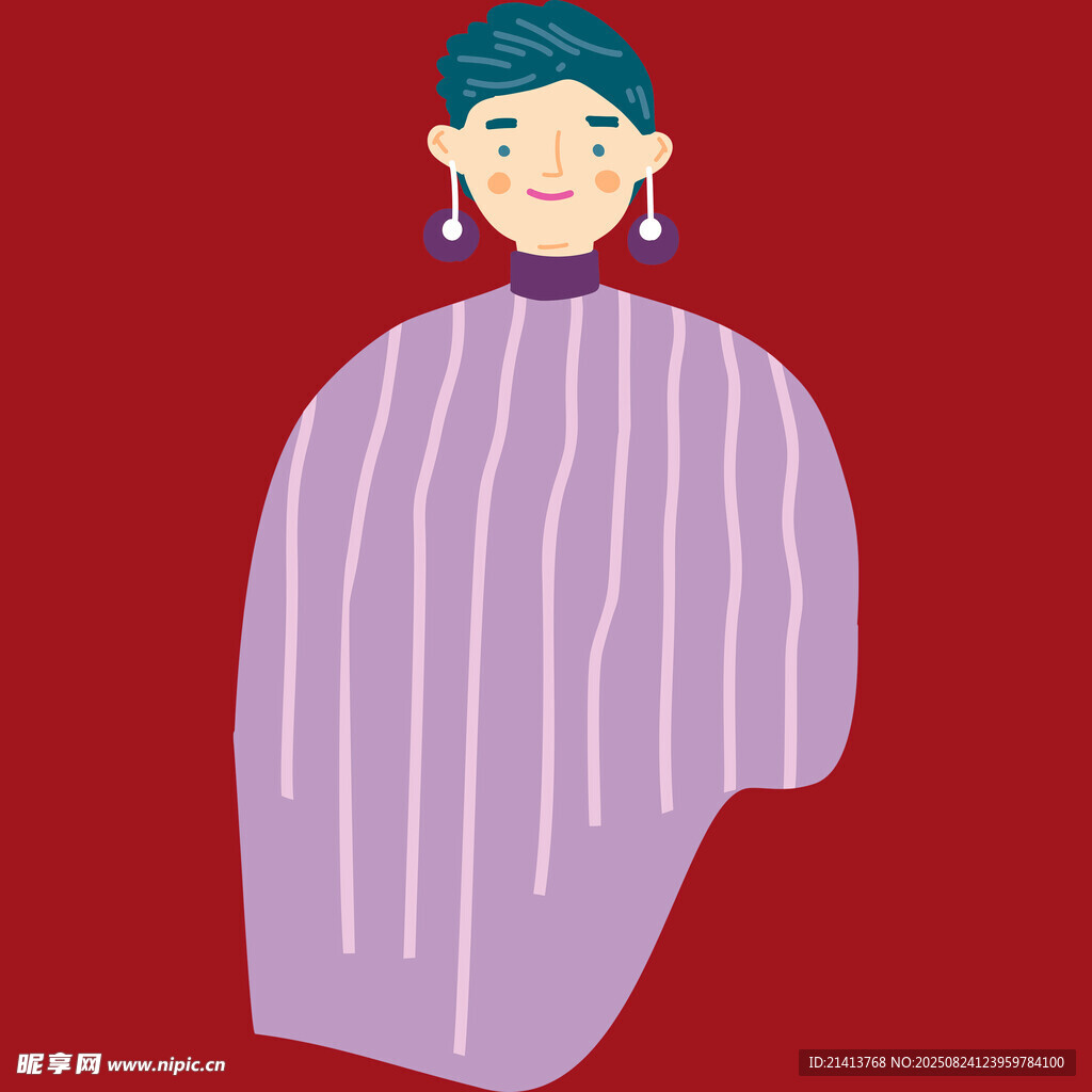 身著條紋披肩的時尚女性