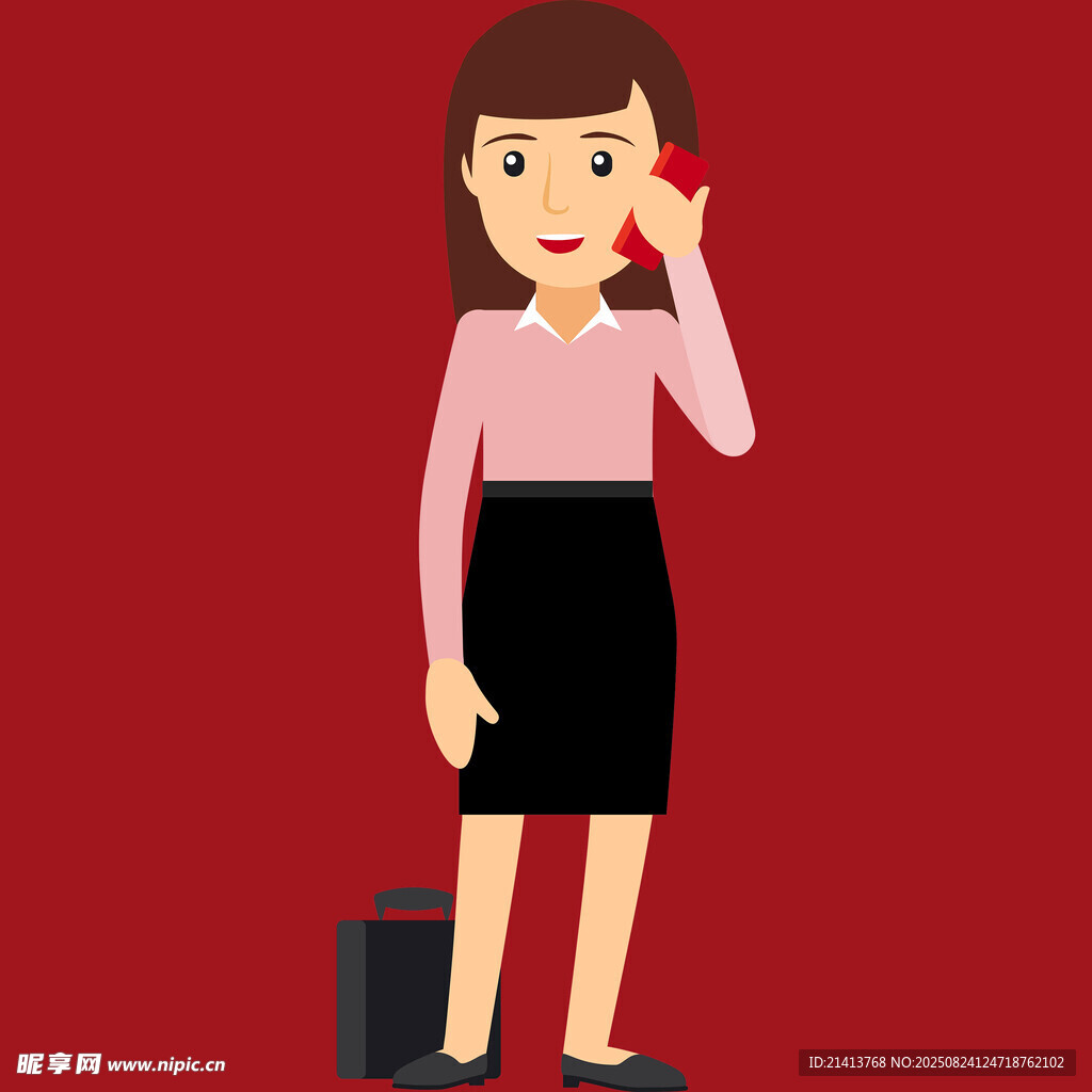 商務(wù)女士打電話提行李箱