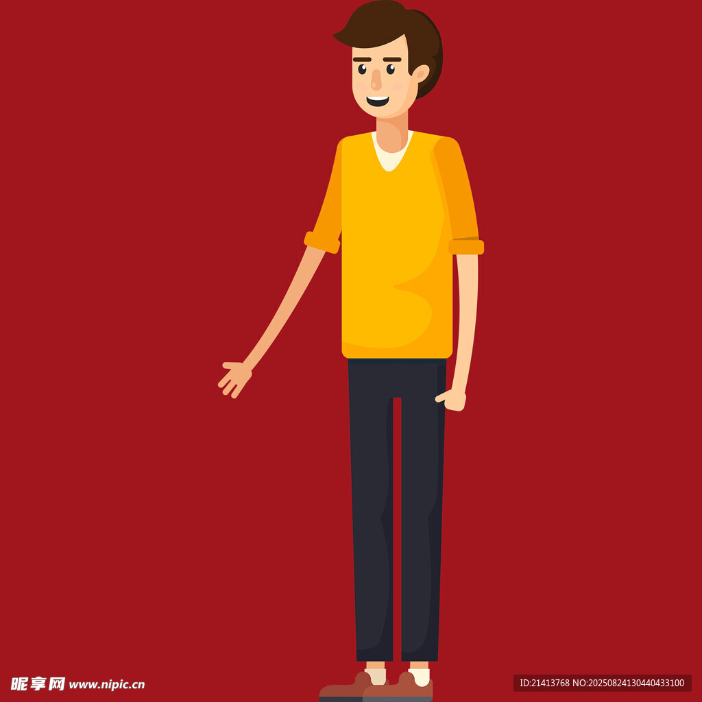 穿黃衣男子站立姿態(tài)圖