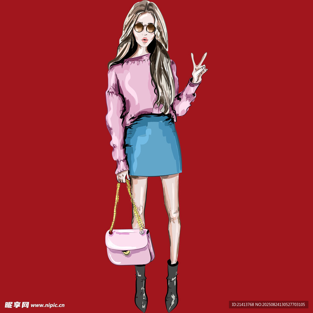 時尚女孩的個性穿搭展示