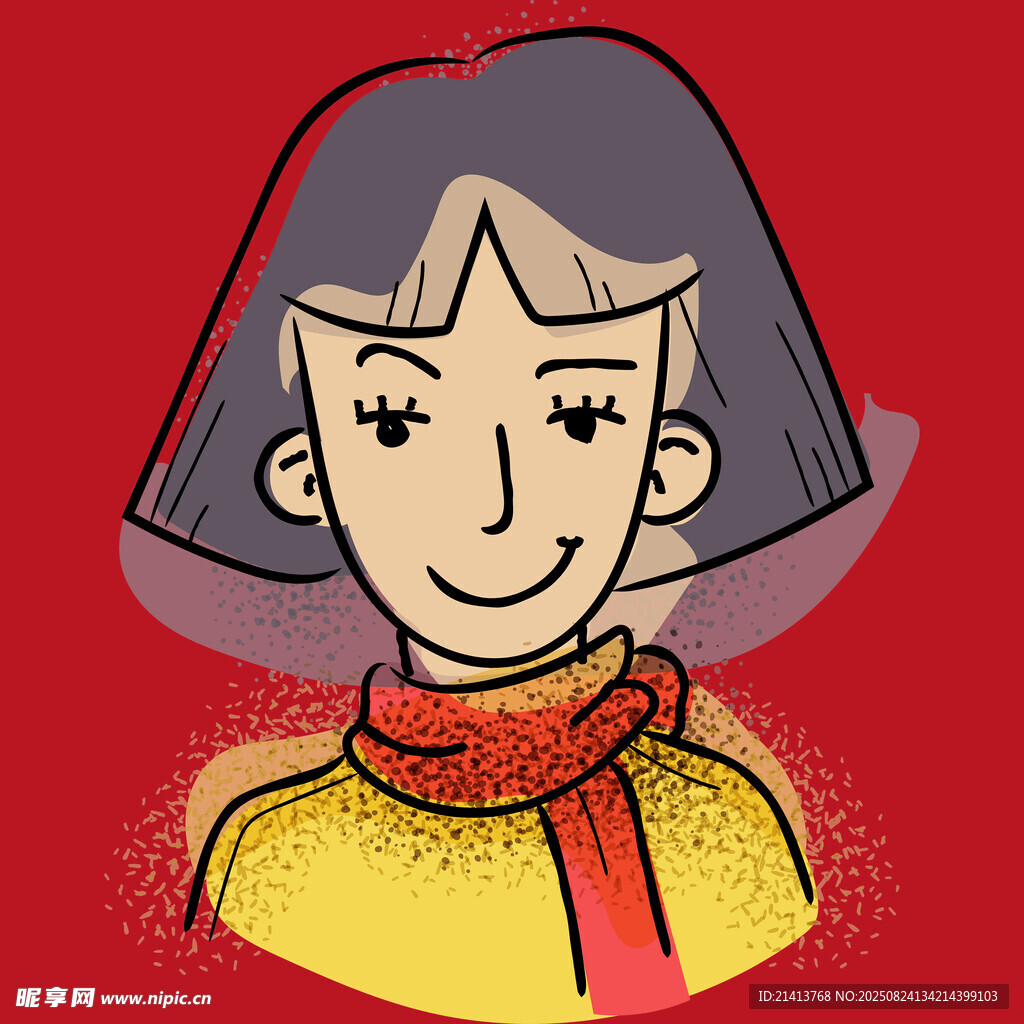 戴圍巾微笑的短發(fā)女孩