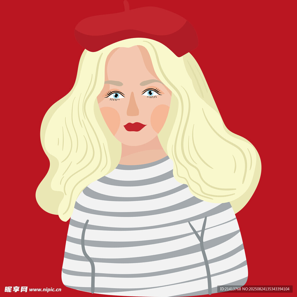 金發(fā)條紋衫女士插畫