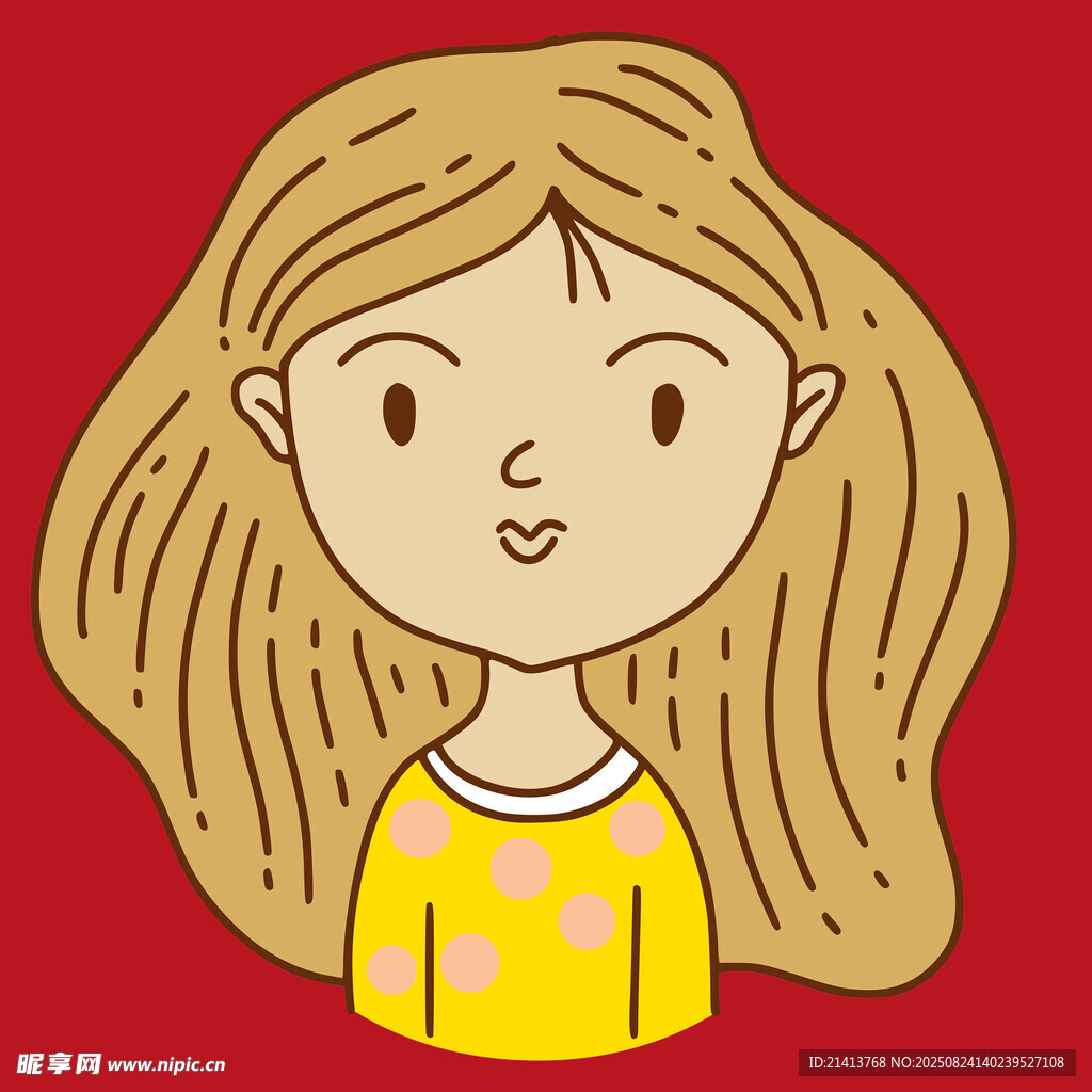 卡通風格長發(fā)女孩形象