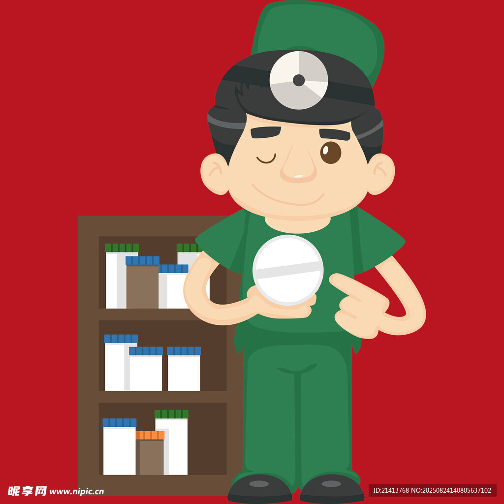 可愛(ài)綠衣醫(yī)生與醫(yī)療柜