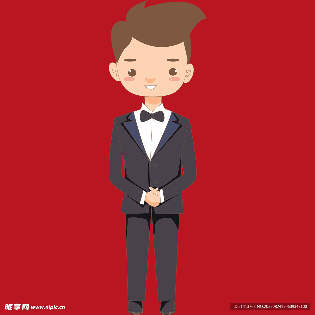 穿西裝打領(lǐng)結(jié)的卡通男孩
