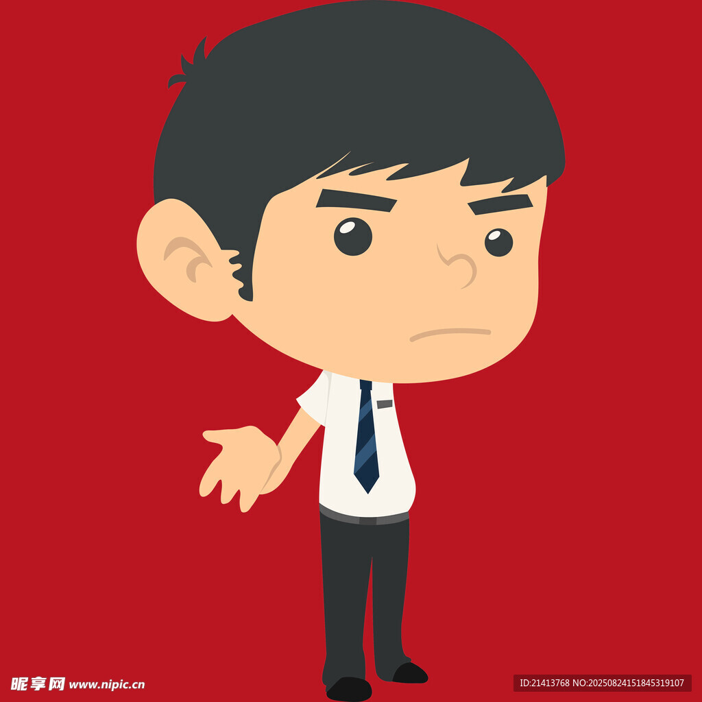 商務(wù)風(fēng)卡通人物攤手示意