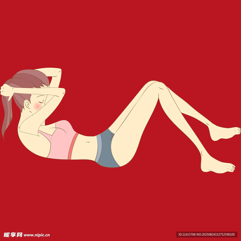 女性仰臥做腹部鍛煉