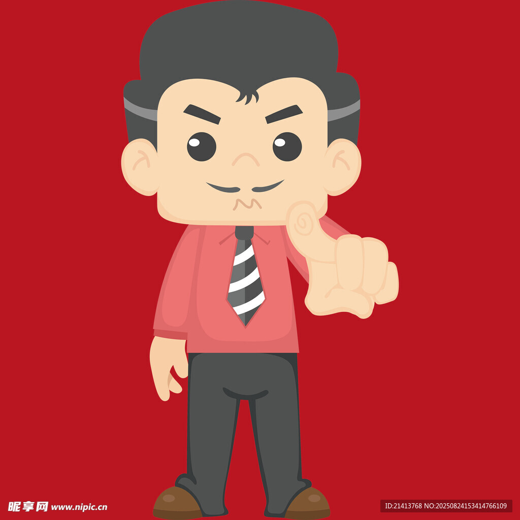 卡通男子豎大拇指