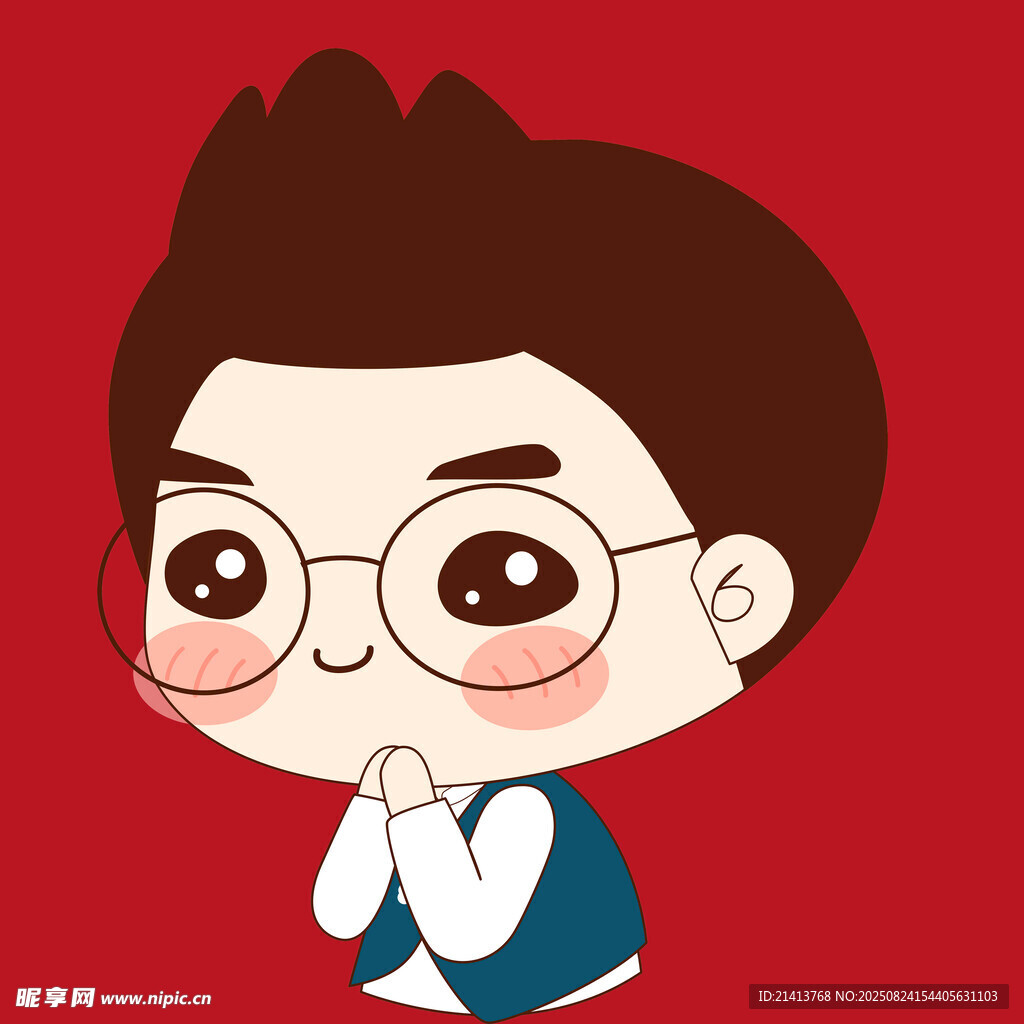 可愛(ài)戴眼鏡卡通男孩形象