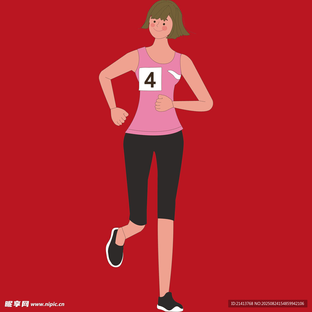 女子跑步運動插畫
