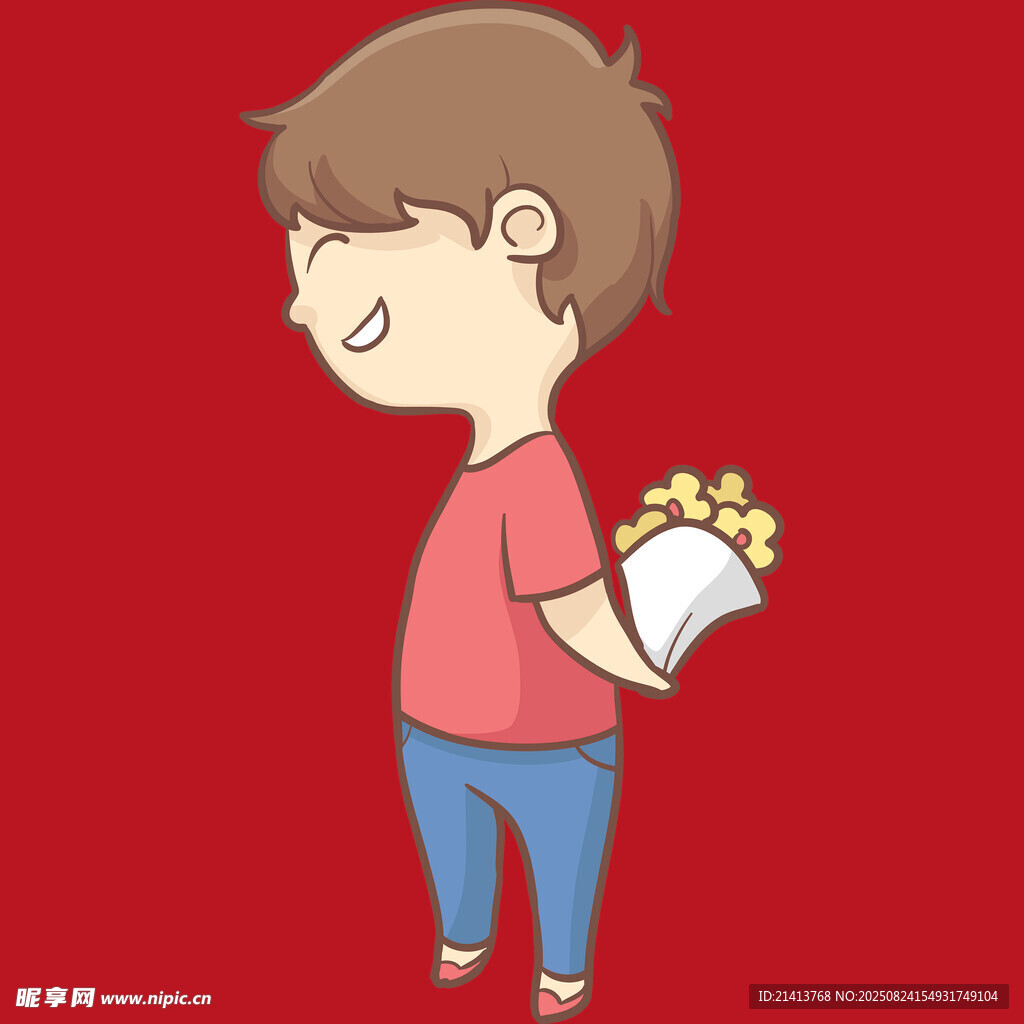 拿爆米花的可愛小男孩
