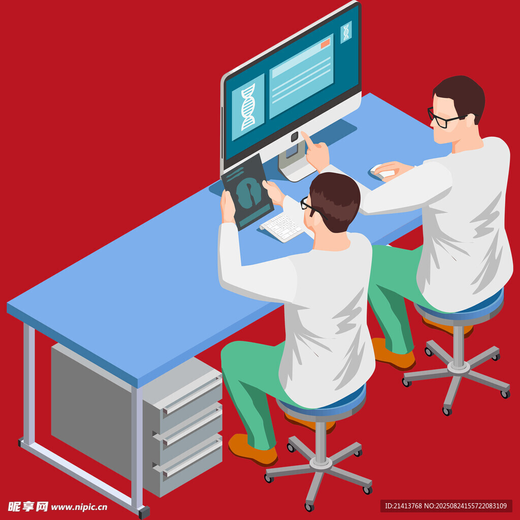 兩人專注于電腦前工作場景